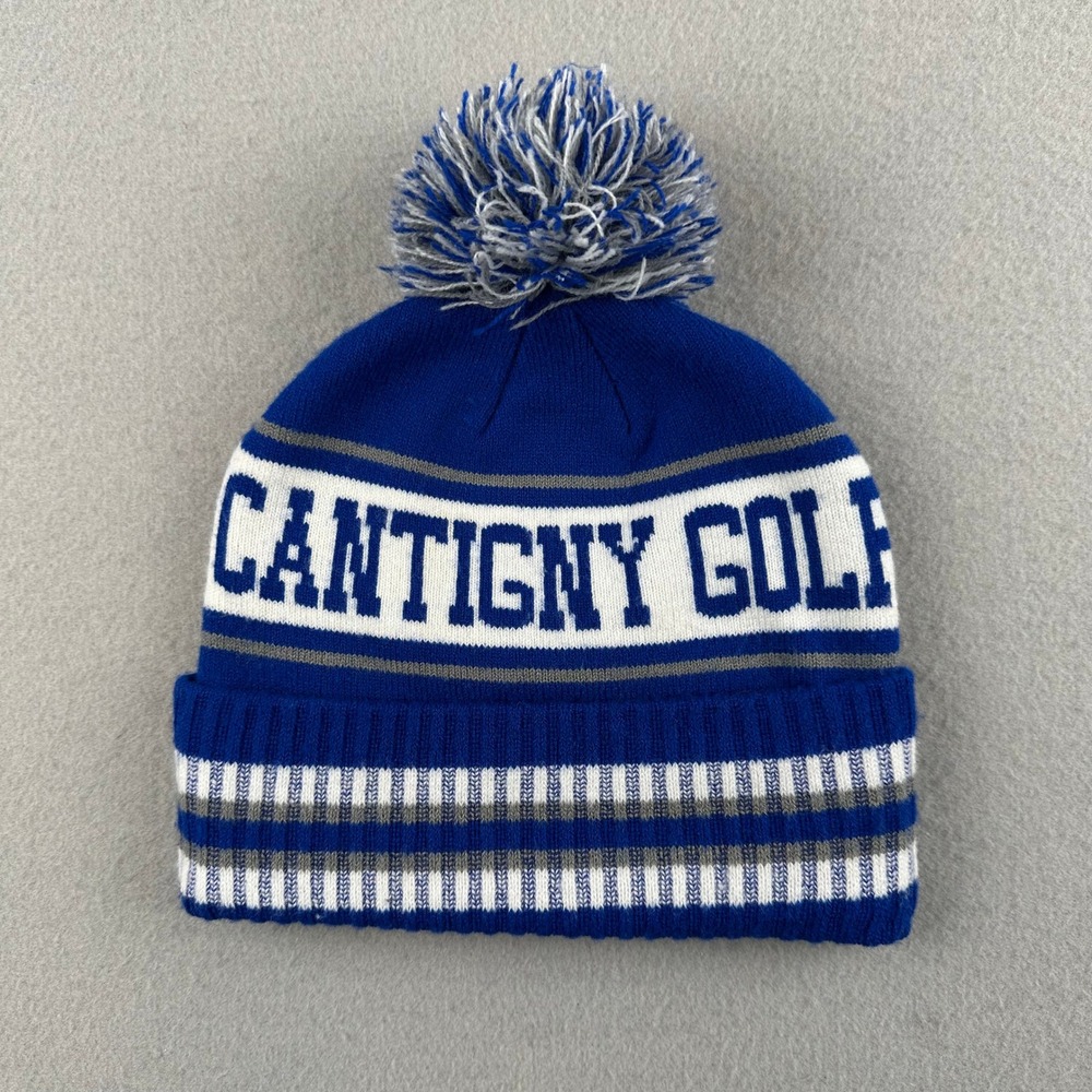 Pukka Inc Cantigny Golf Beanie Unisex One Size Blue White Pom Pom Knit Hat